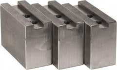 H & R Manufacturing - 8" Chuck Capacity, 1.5mm x 60° Serrated Attachment, Square Soft Lathe Chuck Jaw - 3 Jaws, Steel, 1" Btw Mount Hole Ctrs, 3-1/2" Long x 1-1/2" Wide x 2-1/2" High, 0.551" Groove, 12mm Fastener - Best Tool & Supply