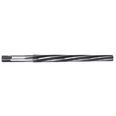 #5/0 Pin 0.0719″ Small End/0.0966″ Large End Spiral Flute High Speed Steel Taper Pin Reamer Uncoated, 1-3/16″ Flute Length, 2-3/16″ OAL, 4 Flutes, 7/64″ Diam Straight-Cylindrical Shank, LH Spiral, RH Cut