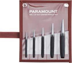 Paramount - 5 Piece, 3/32 to 1/4", Center Punch Set - Comes in Canvas Roll - Best Tool & Supply