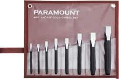 Paramount - 8 Piece Cold Chisel Set - 5, 5-1/8, 5-3/8, 5-9/16, 6, 6-3/4, 6-7/8 & 8" OAL, Sizes Included 1/4 to 7/8" - Best Tool & Supply