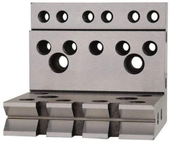 Suburban Tool - 4" Wide x 4" Deep x 4-1/2" High Steel Precision-Ground Angle Plate - V-Step Plate, Machined Holes on Surface, Open End, 1" Thick, Single Plate - Best Tool & Supply