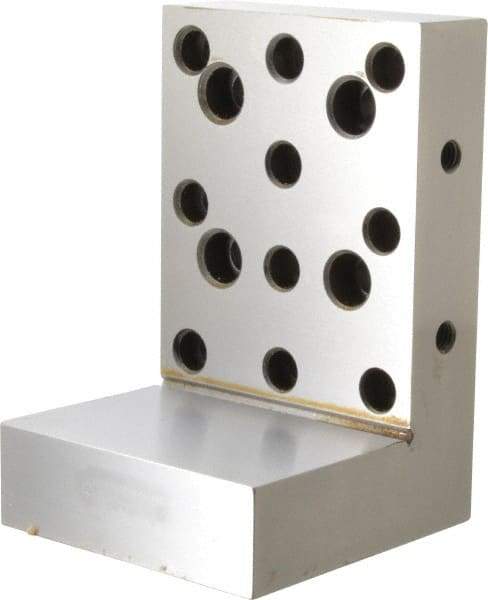 Suburban Tool - 4" Wide x 6" Deep x 4" High Steel Precision-Ground Angle Plate - Standard Plate, Machined Holes on Surface, Open End, 1-1/4" Thick, Single Plate - Best Tool & Supply