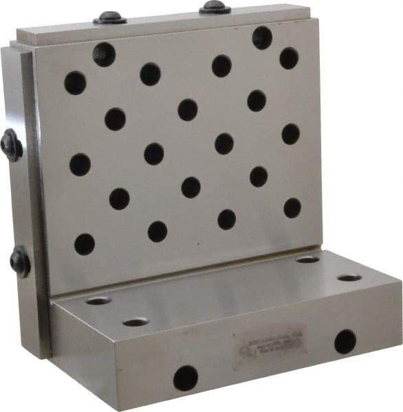 Suburban Tool - 6" Wide x 6" Deep x 4" High Steel Precision-Ground Angle Plate - Standard Plate, Machined Holes on Surface, Open End, 1-1/4" Thick, Single Plate - Best Tool & Supply