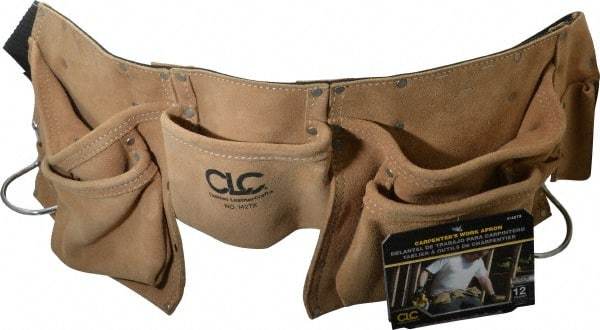 CLC - 29 to 46" Waist Tool Belt - 12 Pocket, 2" Wide, Industrial Yellow, Leather - Best Tool & Supply