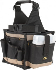 CLC - 25 Pocket Black & Khaki Polyester Tool Tote - 8" Wide x 8" Deep x 17" High - Best Tool & Supply