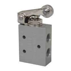 ARO/Ingersoll-Rand - 1/8" NPT Manual Mechanical Valve - 4-Way, 2 Position, Roller Lever/Spring & 0.2 CV Rate - Best Tool & Supply