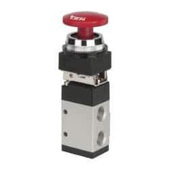 ARO/Ingersoll-Rand - 1/4" NPT Manual Mechanical Valve - 3-Way, 2 Position, Palm Button/Detent & 0.7 CV Rate - Best Tool & Supply