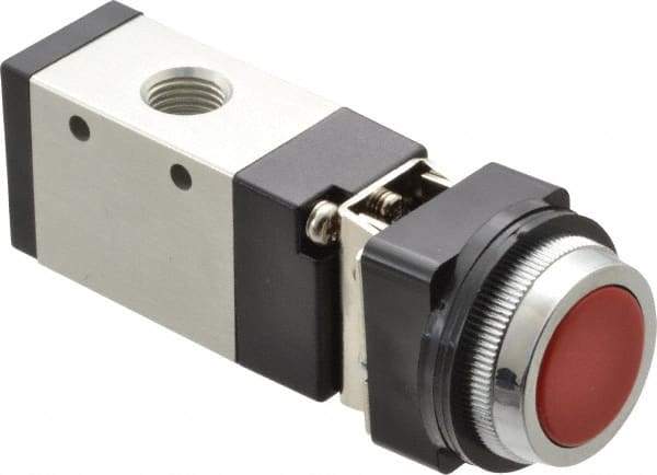 ARO/Ingersoll-Rand - 1/4" NPT Manual Mechanical Valve - 3-Way, 2 Position, Push-Button w/Guard/Spring & 0.7 CV Rate - Best Tool & Supply