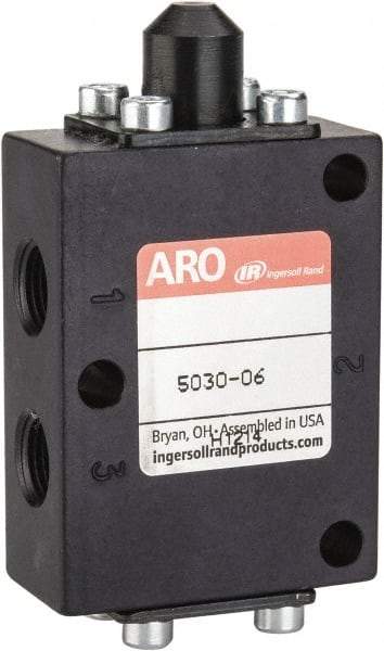 ARO/Ingersoll-Rand - 1/8" NPT Manual Mechanical Valve - 3-Way, 2 Position, Cam Stem/Spring & 0.4 CV Rate - Best Tool & Supply