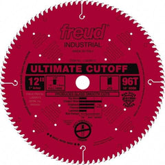 Freud - 12" Diam, 1" Arbor Hole Diam, 96 Tooth Wet & Dry Cut Saw Blade - Carbide-Tipped, Standard Round Arbor - Best Tool & Supply