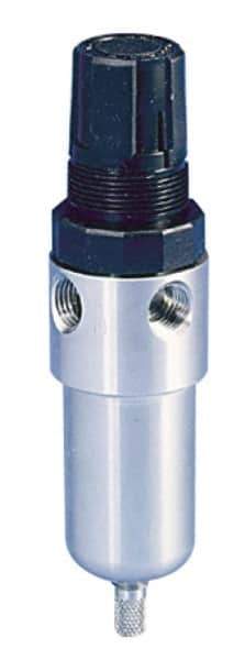 Parker - 1/4" NPT Port 1 Piece Filter/Regulator FRL Unit - Stainless Steel Bowl, 12 SCFM, 60 Max psi, 6.25" High, Manual Drain - Best Tool & Supply