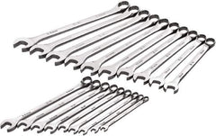 SK - 19 Piece, 6mm to 24mm, 12 Point Combination Wrench Set - Metric Measurement Standard, Full Polish Chrome Finish, Comes in Roll-Up Pouch - Best Tool & Supply