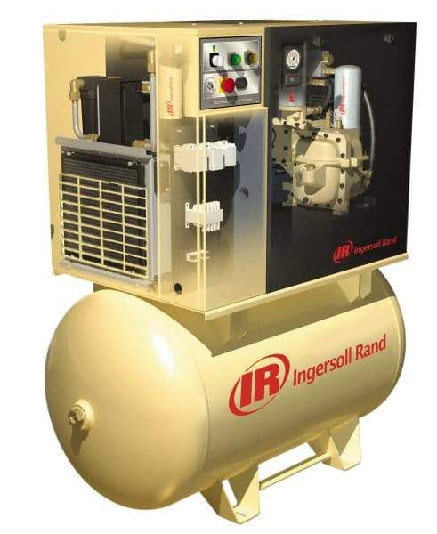 Ingersoll-Rand - 15 hp, 120 Gal Stationary Electric Horizontal Screw Air Compressor - Three Phase, 125 Max psi, 53 CFM, 460 Volt - Best Tool & Supply