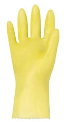 MAPA Professional - Size S (7), 10-1/2" Long, 10 mil Thick, PVC Chemical Resistant Gloves - Textured Finish, Gauntlet Pinked Cuff, Yellow - Best Tool & Supply