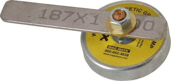 Mag-Mate - 250 Amps Grounding Capacity, 3-1/2" Diam, 2-1/4" High, 35 Lb Max Pull Force, Rare Earth Magnetic Welding & Fabrication Ground Clamp - 55 Lb Average Pull Force, Round Cup Magnet, Brass Stud, Compatible with Flat Surface - Best Tool & Supply