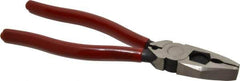 Proto - 8-3/8" OAL, 1-3/4" Jaw Length x 1-1/16" Jaw Width, Linesman's Pliers - Serrated Pipe Jaw, Flat Nose Head, Plastisol Handles - Best Tool & Supply