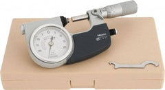 Mitutoyo - 0 to 1 Inch Range, 0.0001 Inch Graduation, Mechanical Indicating Micrometer - Accurate to 0.0001 Inch, Carbide-Tipped Measuring Face, Includes Fitted Plastic Case - Best Tool & Supply