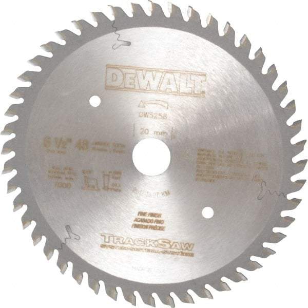 DeWALT - 6-1/2" Diam, 20mm Arbor Hole Diam, 48 Tooth Wet & Dry Cut Saw Blade - Carbide-Tipped, Crosscutting, Mitering, Ripping, Truing Action, Standard Round Arbor - Best Tool & Supply