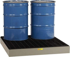 Little Giant - 66 Gal Sump, 6,000 Lb Capacity, 4 Drum, Steel Spill Deck or Pallet - 51" Long x 51" Wide x 6-1/2" High - Best Tool & Supply