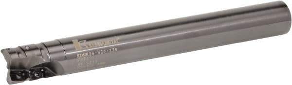 Kennametal - 21mm Cut Diam, 22mm Max Depth of Cut, 20mm Shank Diam, 200mm OAL, Indexable Square Shoulder Helical End Mill - GOMT 1003.., JOMT 1003.. Inserts, Cylindrical Shank, 0° Lead Angle, Series KDMR - Best Tool & Supply