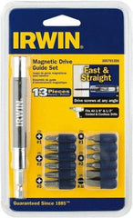 Irwin - 13 Piece, 1/4" Drive Screwdriver Drive Guide - #1 to #3 Phillips, 0.05 to 1/4" Hex, 1.27 to 10mm Hex, #1 & #2 Square Recess - Best Tool & Supply