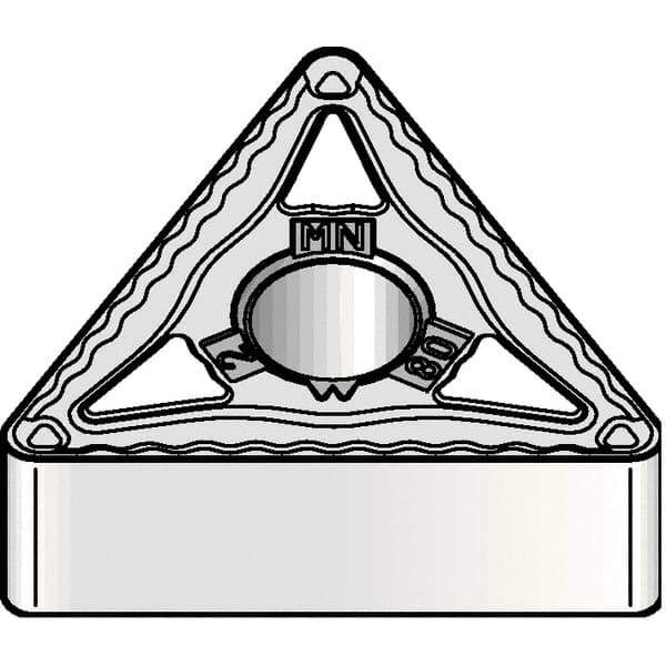 Kennametal - TNMG432 MN Grade KCP10B Carbide Turning Insert - TiOCN Finish, 60° Triangle, 1/2" Inscr Circle, 3/16" Thick, 1/32" Corner Radius - Best Tool & Supply