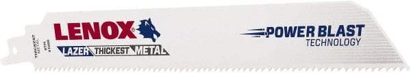 Lenox - 9" Long x 1" Thick, Bi-Metal Reciprocating Saw Blade - Straight Profile, 8 TPI, Toothed Edge - Best Tool & Supply