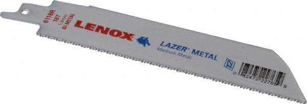 Lenox - 6" Long x 1" Thick, Bi-Metal Reciprocating Saw Blade - Straight Profile, 18 TPI, Toothed Edge - Best Tool & Supply