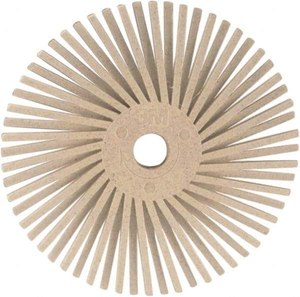 3M - 3" 120 Grit Ceramic Tapered Disc Brush - Fine Grade, Plain Hole Connector, 1" Trim Length, 0.37" Arbor Hole - Best Tool & Supply