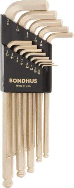 Bondhus - 13 Piece L-Key Ball End Hex Key Set - Hex Range 0.05 to 3/8", Steel - Best Tool & Supply