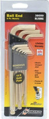 Bondhus - 9 Piece L-Key Ball End Hex Key Set - Hex Range 1.5 to 10mm, Steel - Best Tool & Supply