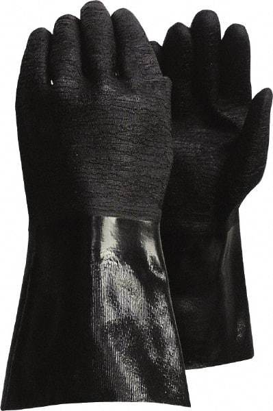 PIP - Size L (9), 14" Long, Supported, Neoprene Chemical Resistant Gloves - Textured Finish, Jersey Lined, Gauntlet Cuff, ANSI Cut Level 0, Puncture Level 1, Abrasion Level 3, Black - Best Tool & Supply