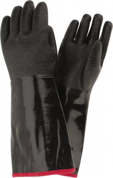 PIP - Size L (9), 18" Long, Supported, Neoprene Chemical Resistant Gloves - Textured Finish, Foam Lined, Gauntlet Cuff, ANSI Abrasion Level 3, ANSI Cut Level 0, ANSI Puncture Level 1, Black - Best Tool & Supply