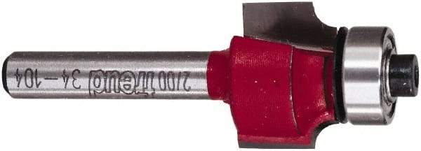 Freud - 3/4" Cut Diam, 1/2" Length of Cut, 0 Flute Round-Over Edge Profile Router Bit - Carbide-Tipped, 1/4" Shank Diam, 2-3/16" OAL, Proprietary Coating - Best Tool & Supply