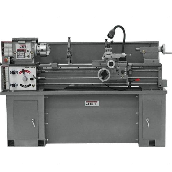 Jet - 13" Swing, 40" Between Centers, 230 Volt, Single Phase Bench Lathe - 5MT Taper, 2 hp, 60 to 1,240 RPM, 1-3/8" Bore Diam, 32" Deep x 45" High x 71" Long - Best Tool & Supply