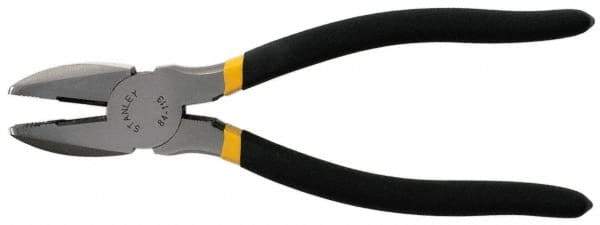 Stanley - 8-3/4" OAL, 1-15/32" Jaw Length, Side Cutting Linesman's Pliers - Serrated Jaw, Round Nose Head, Dual Dipped Handles - Best Tool & Supply