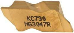 Kennametal - 3047NG Grade KC730, 1.19mm Cutting Width Carbide Grooving Insert - 1.91mm Max Depth of Cut, Right Hand, 0.19mm Corner Radius, TiN Finish - Best Tool & Supply