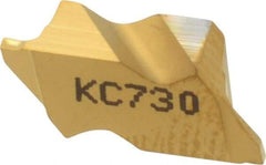 Kennametal - 2031NG K Grade KC730, 0.79mm Cutting Width Carbide Grooving Insert - 1.27mm Max Depth of Cut, Right Hand, 0.09mm Corner Radius, TiN Finish - Best Tool & Supply