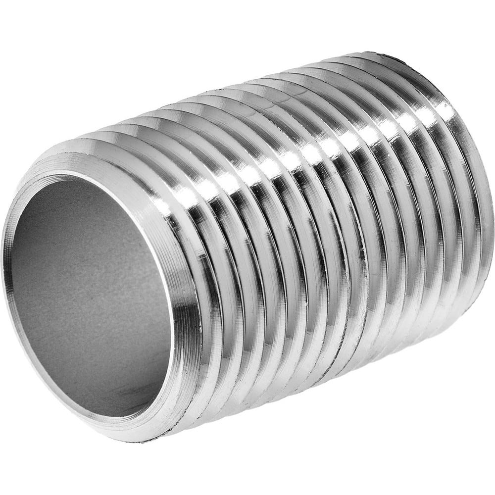 Stainless Steel Pipe Nipples & Pipe; Thread Style: Fully Threaded; Construction: Welded; Schedule: 80; Thread Standard: BSPT; Lead Free: Yes; Standards: ASTM A312; Overall Length: 0.88