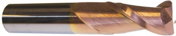 Corner Radius End Mill: 3/4″ Dia, 1-1/2″ LOC, 0.09″ Radius, 2 Flutes, Solid Carbide 4″ OAL, 3/4″ Shank Dia, 40 ° Helix, TiCN Coated, Corner Radius End, Centercutting