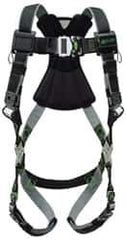 Miller - 400 Lb Capacity, Size Universal, Full Body Construction Safety Harness - Polyester (Outer) & Webbing, Quick Connect Leg Strap, Quick Connect Chest Strap, Green/Black - Best Tool & Supply