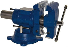 Yost Vises - 5-1/8" Jaw Width x 4, 4-1/2" (V-Jaw) Jaw Opening Capacity, 3-1/2" Throat Depth, Bench & Pipe Combination Vise - 23/32 to 3" Pipe Capacity, Swivel Base, Bolt Down Attachment, Cast Iron - Best Tool & Supply