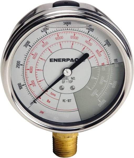 Enerpac - Hydraulic Pressure Gages & Adapters Type: Liquid-Filled Gauge Pressure Rating: 0 - 10000 - Best Tool & Supply