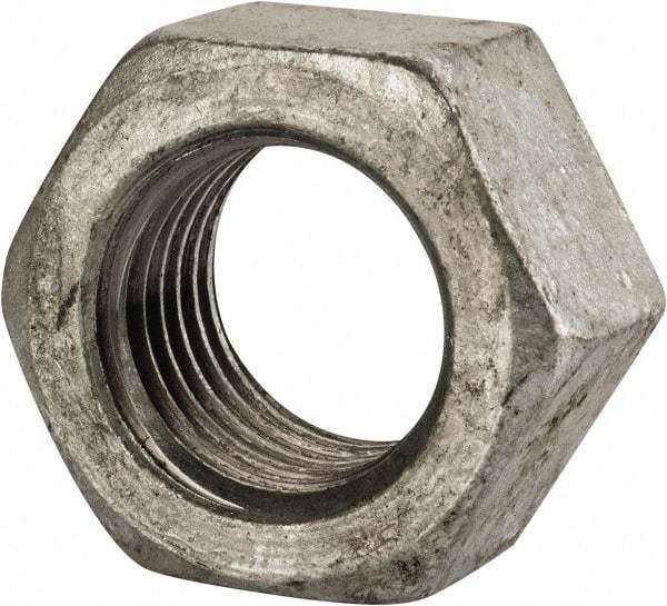 Value Collection - 1-1/4 - 7 UNC Steel Right Hand Hex Nut - 1-7/8" Across Flats, 1-1/16" High, Hot Dipped Galvanized Finish - Best Tool & Supply