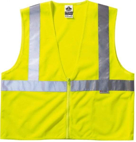 Ergodyne - Size S/M High Visibility Lime Mesh General Purpose Vest - 36 to 44" Chest, ANSI/ISEA 107, Zipper Closure, 3 Pockets, Polyester - Best Tool & Supply