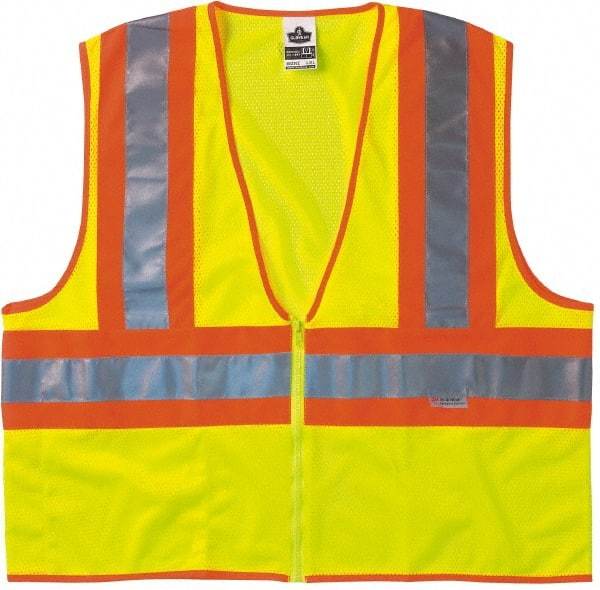 Ergodyne - Size S/M High Visibility Lime Mesh General Purpose Vest - 36 to 44" Chest, ANSI/ISEA 107, Zipper Closure, 1 Pocket, Polyester - Best Tool & Supply