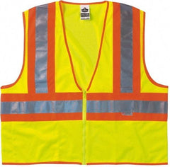 Ergodyne - Size L/XL High Visibility Lime Mesh General Purpose Vest - 44 to 52" Chest, ANSI/ISEA 107, Zipper Closure, 1 Pocket, Polyester - Best Tool & Supply