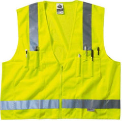 Ergodyne - Size 4X/5XL High Visibility Lime Mesh/Solid Surveyor's Vest - 58 to 64" Chest, ANSI/ISEA 107, Zipper Closure, 6 Pockets, Polyester - Best Tool & Supply