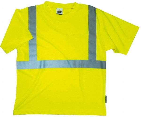 Ergodyne - Size M, Lime, High Visibility, Short Sleeve T-Pocket, - 36 to 38" Chest, 1 Pocket, Polyester - Best Tool & Supply