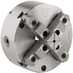 Buck Chuck Company - 4 Jaws, 8" Diam, Self Centering Manual Lathe Chuck - Front Mount, Adjustable, Reversible, 4,000 Max RPM, 2.37" Through Hole Diam, Forged Steel - Best Tool & Supply